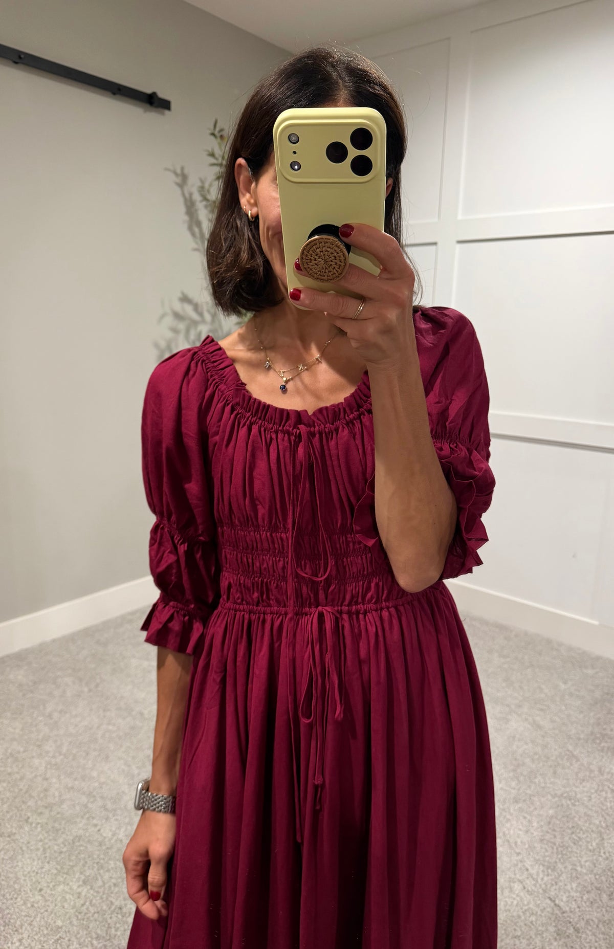 The Solana Smocked Dress | Burgundy
