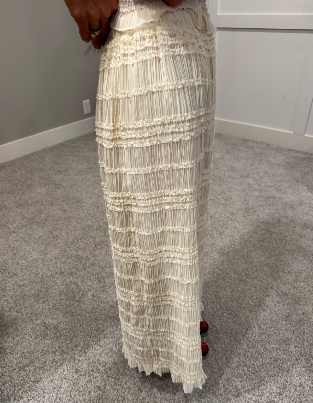 Ava Crinkle Chiffon Skirt | Cream