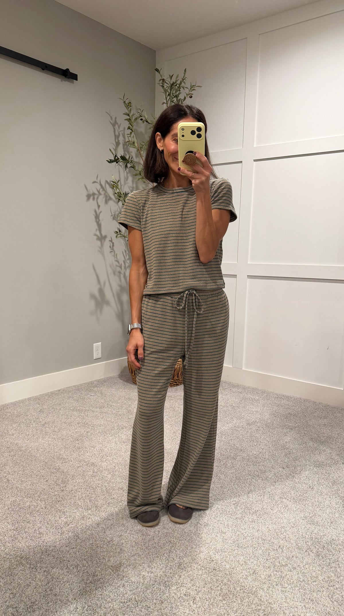 Basil Striped Set| Basil Green