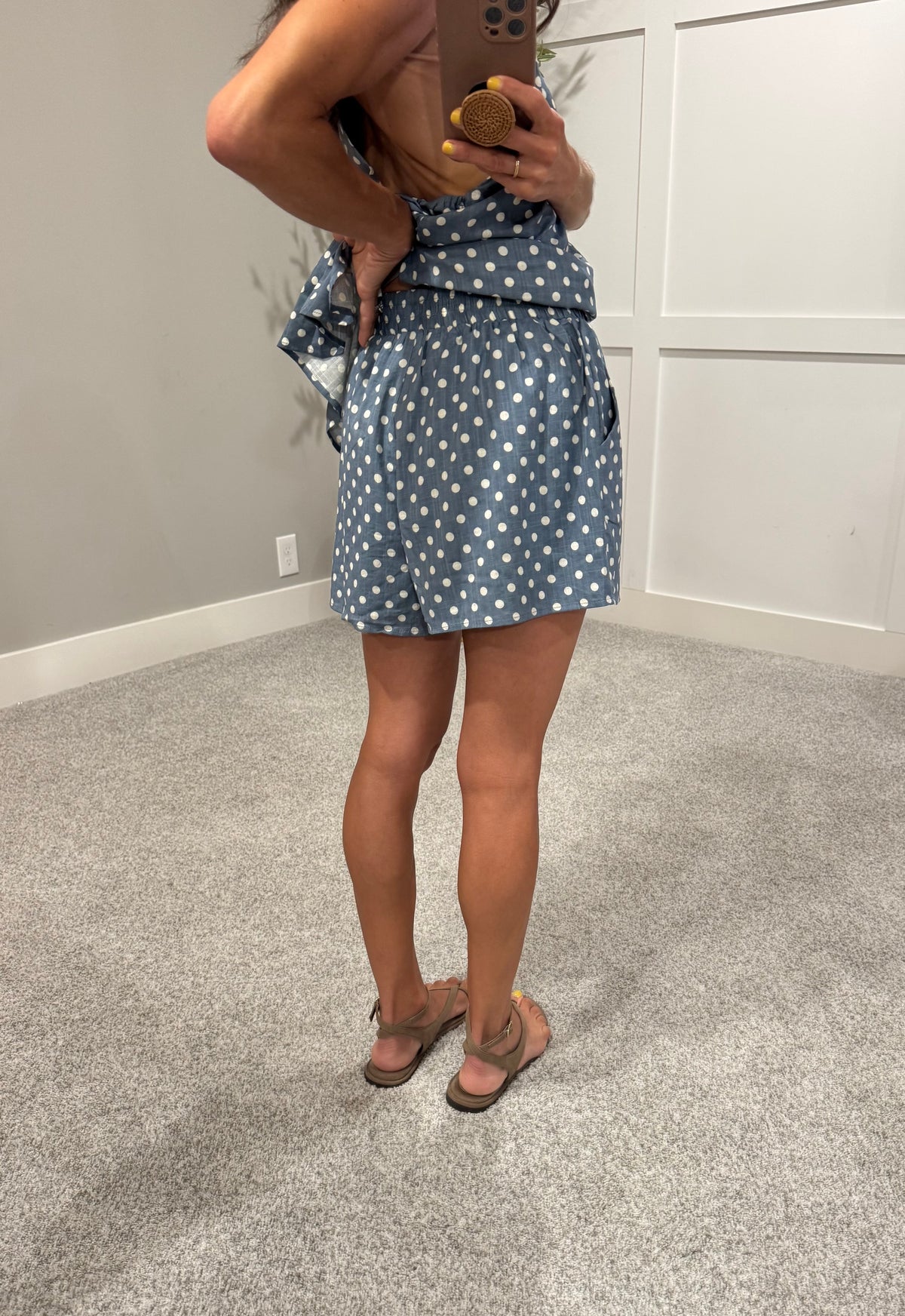 Denim Blue Polka Dot Halter Set