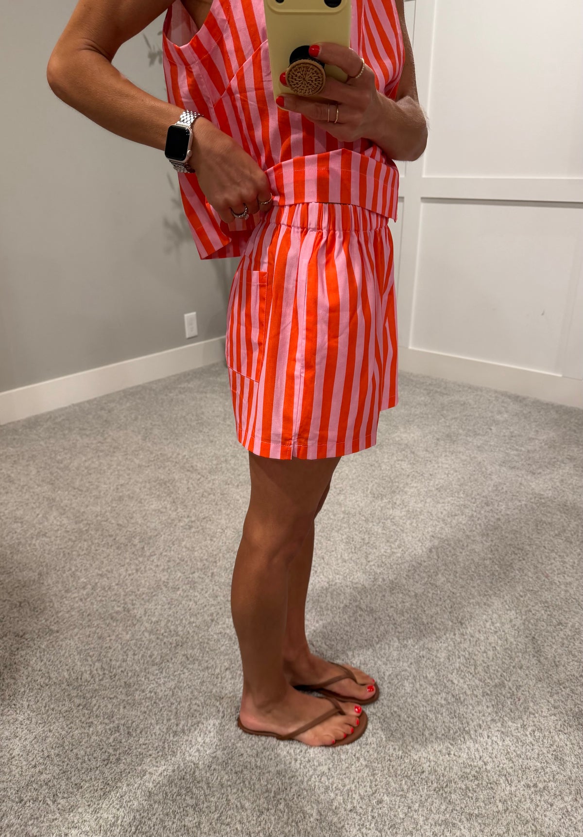 Punch + Coral Striped Set