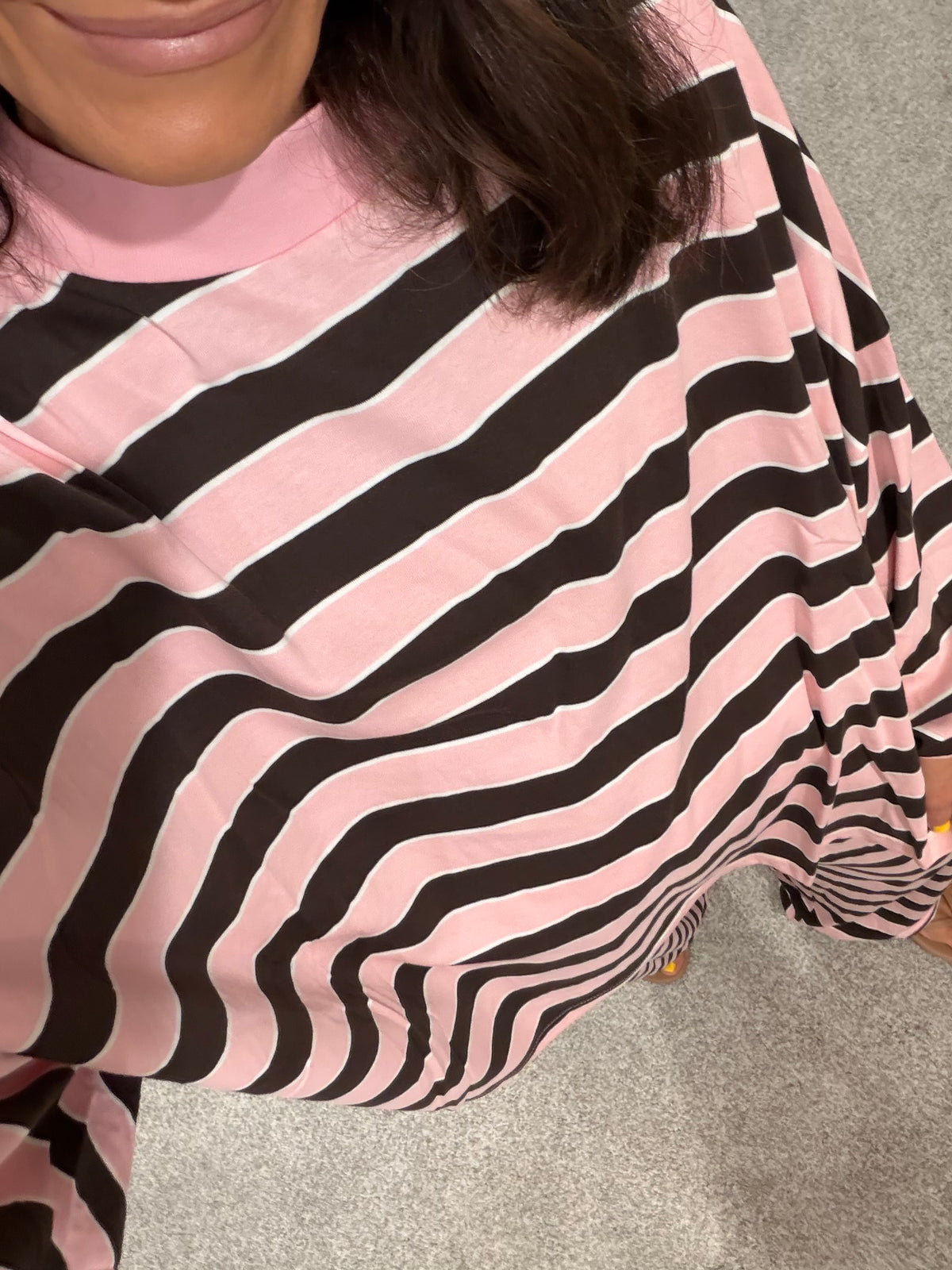 Sheila Mock Neck Striped LONGSLEEVE Top | Pink/Brown