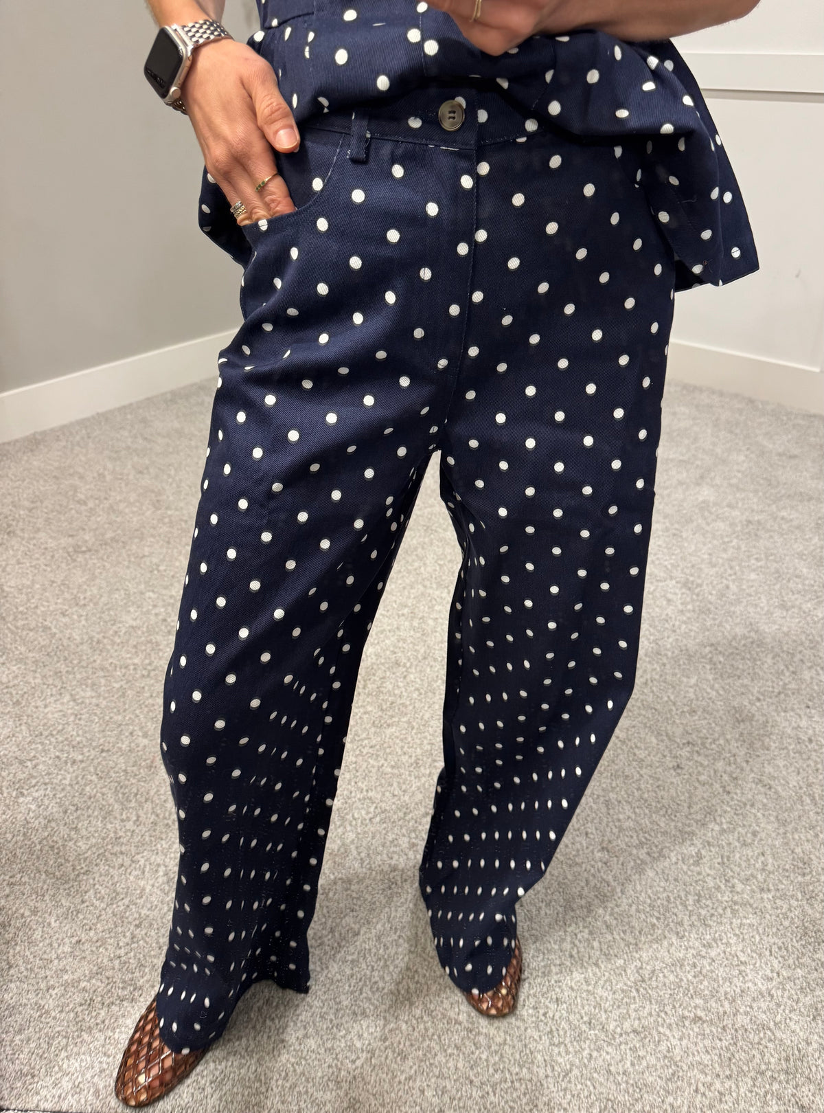 Amelia Denim Polka Dot Set