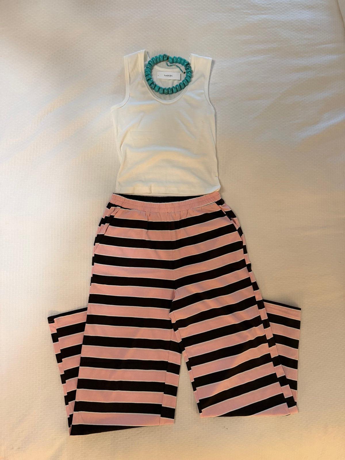 Sheila Mock Neck Striped Set | Pink/Brown