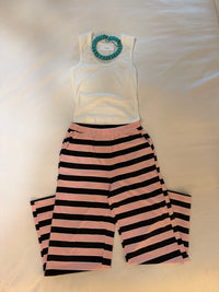 Sheila Mock Neck Striped Set | Pink/Brown
