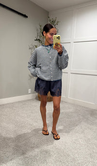 Piper Striped Cardigan | Denim