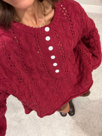 Carrie Cable Knit Sweater | Deep Red