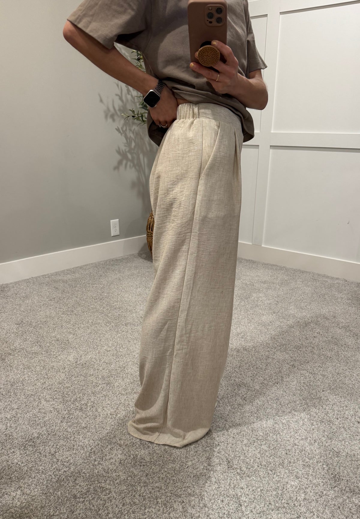 Pleated Wide Leg Pants | Oatmeal