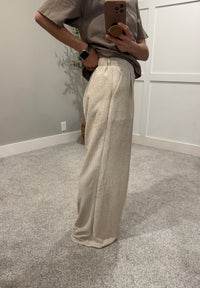 Pleated Wide Leg Pants | Oatmeal