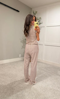 French Terry Striped Set | Burgundy/Cream