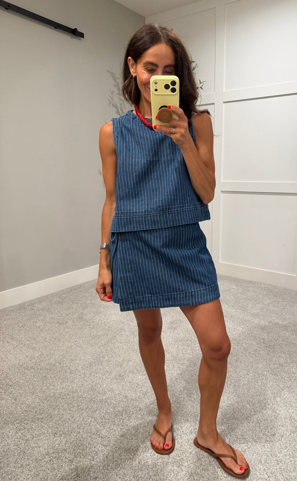 Pia Striped Top | Denim Blue