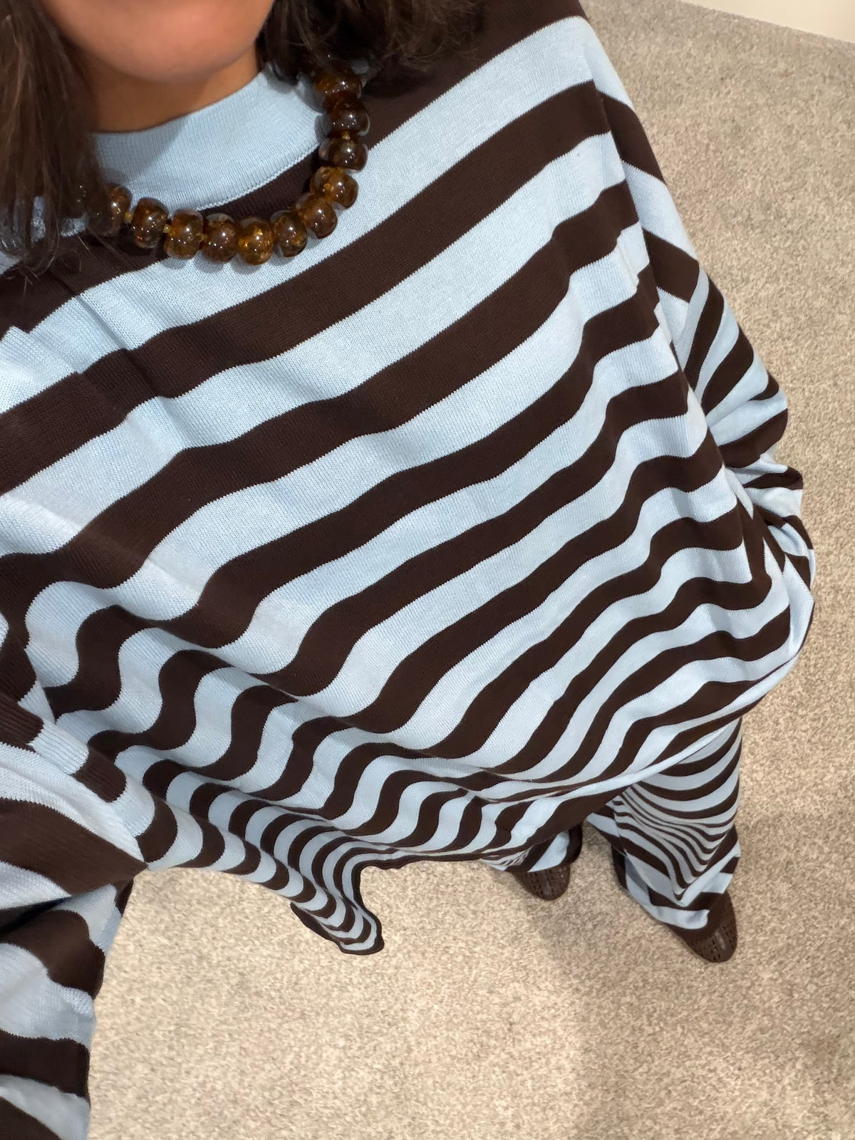Brooklyn Striped Set | Brown/Blue