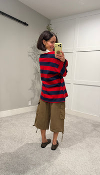 Rugby Polo Striped Top | Navy/Red