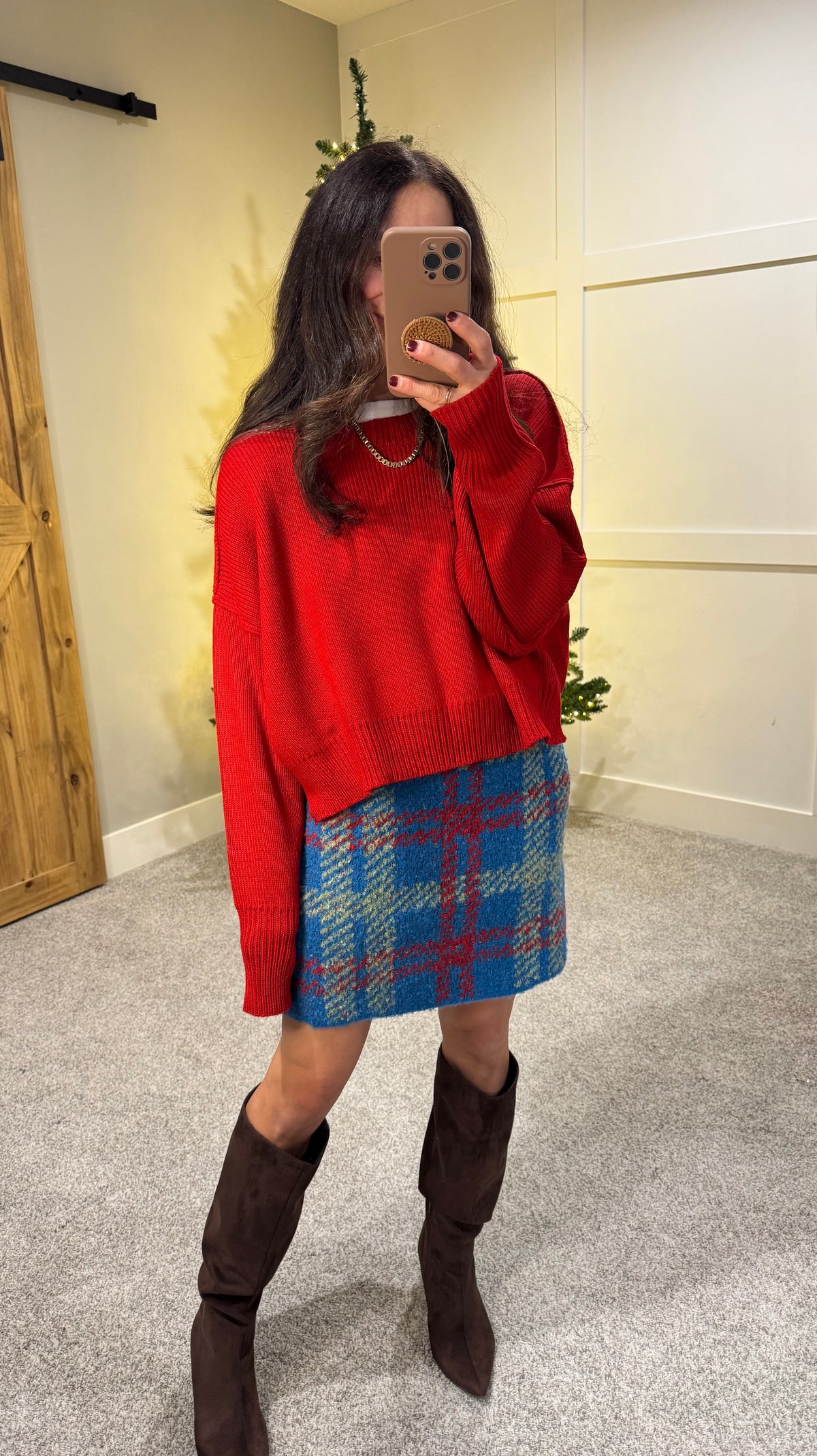 Blue Check Holiday Set