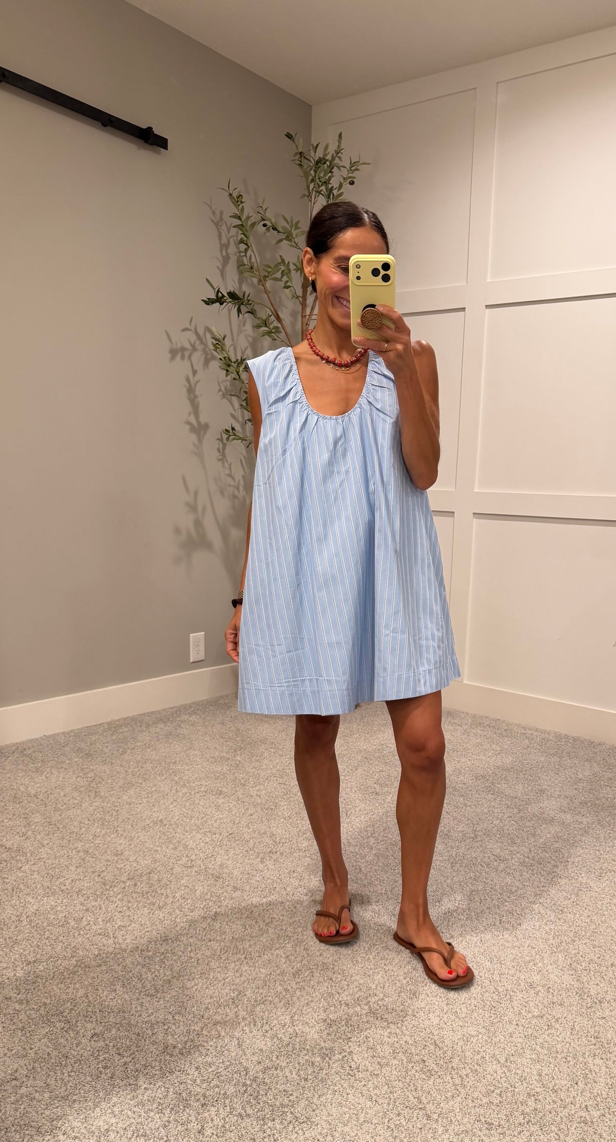 Talia Swing Dress | Light Blue Stripe