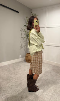 Shawnie Button Down Shirt WITH Knit Shawl | Light Green
