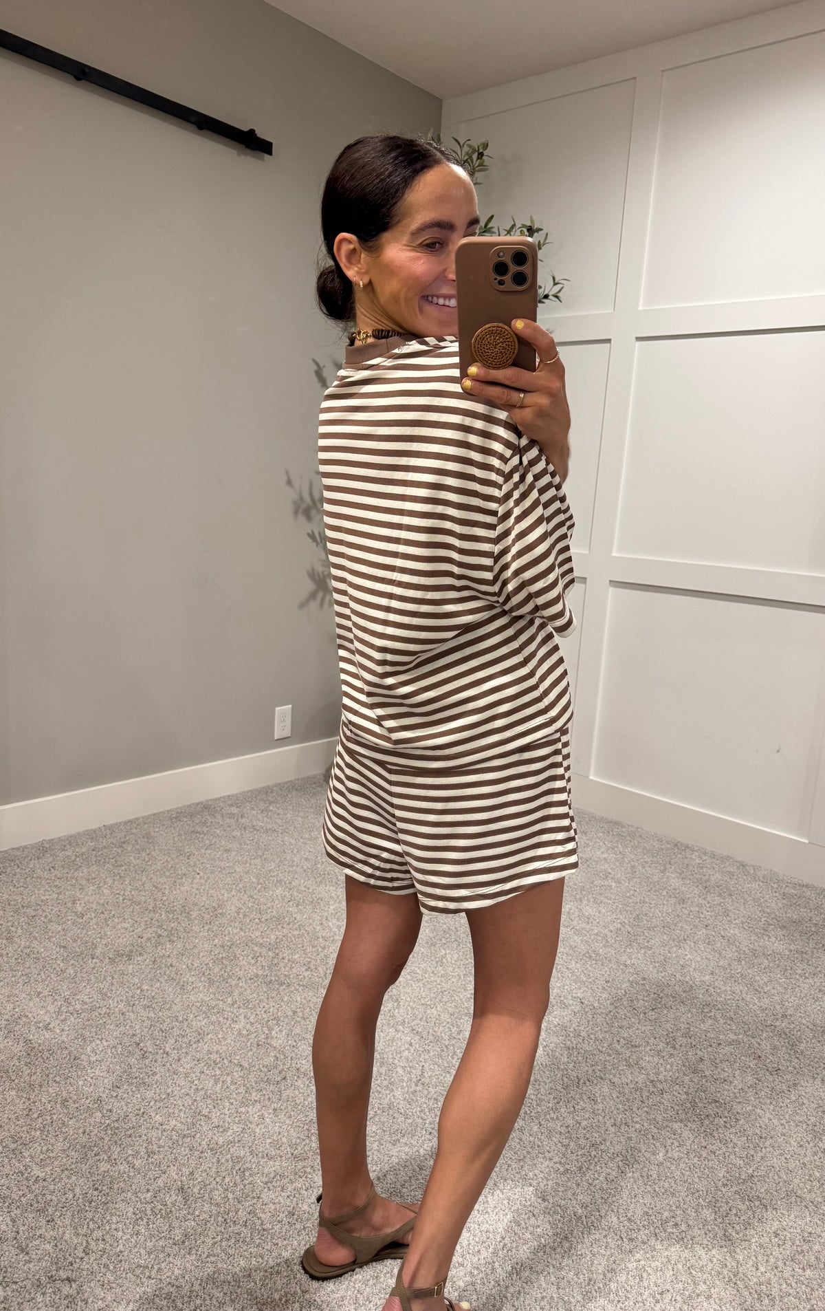 Lena Striped set | Cream/Brown