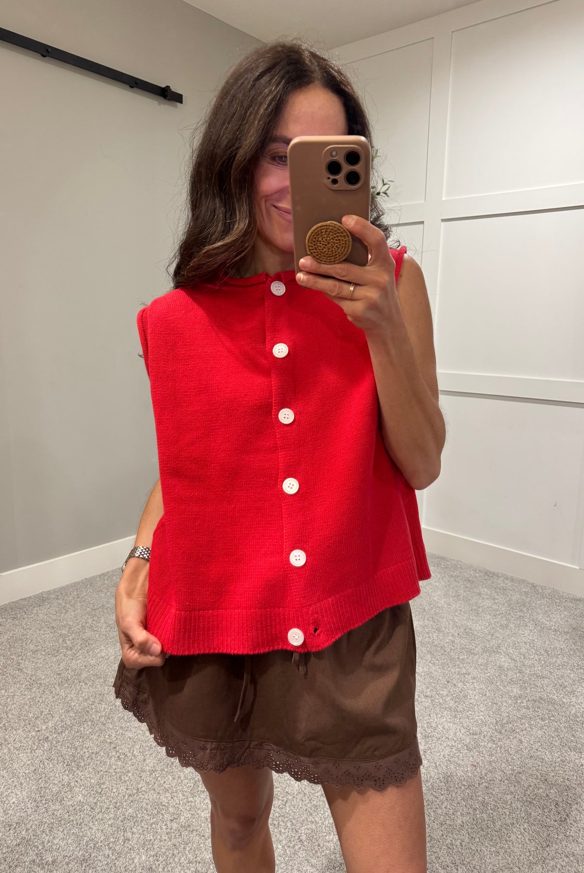 Knit Vest Top | Red