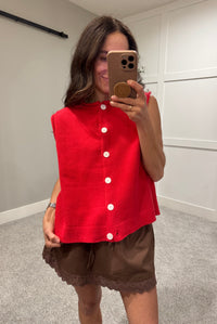 Knit Vest Top | Red