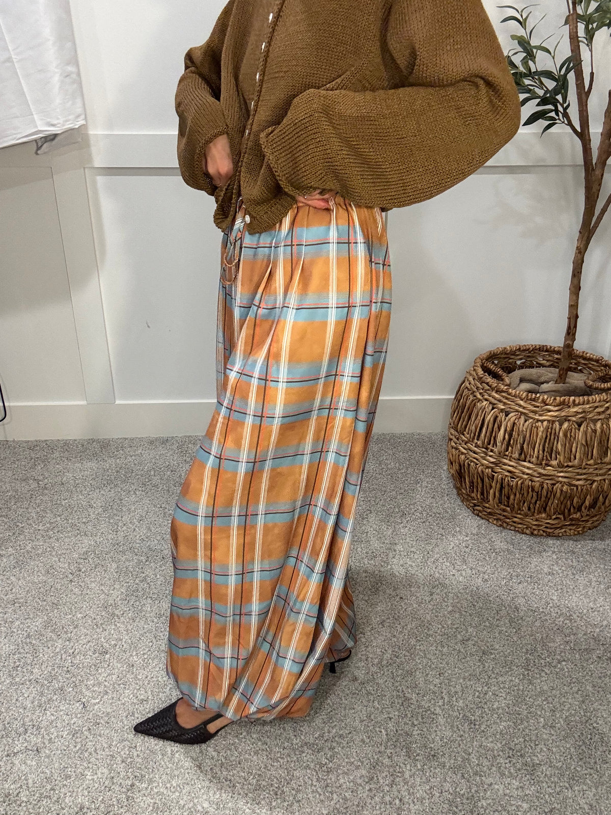 Plaid Balloon Pants