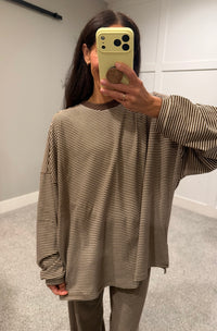 Levi Lounging Brushed Knit Pullover | Brown/Cream