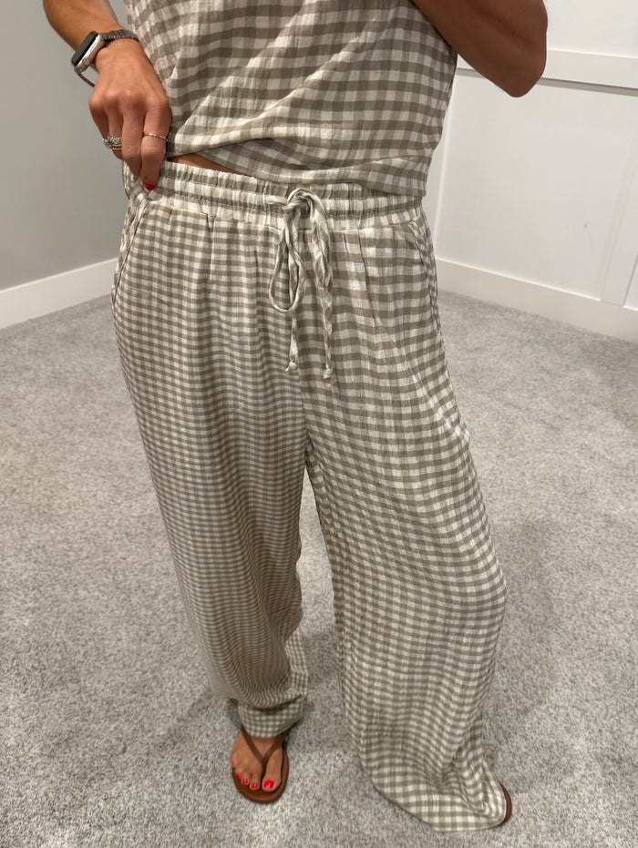 Saylor Gingham Pants | Tan/Cream