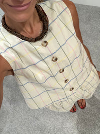 Becca Button Down Grid Top