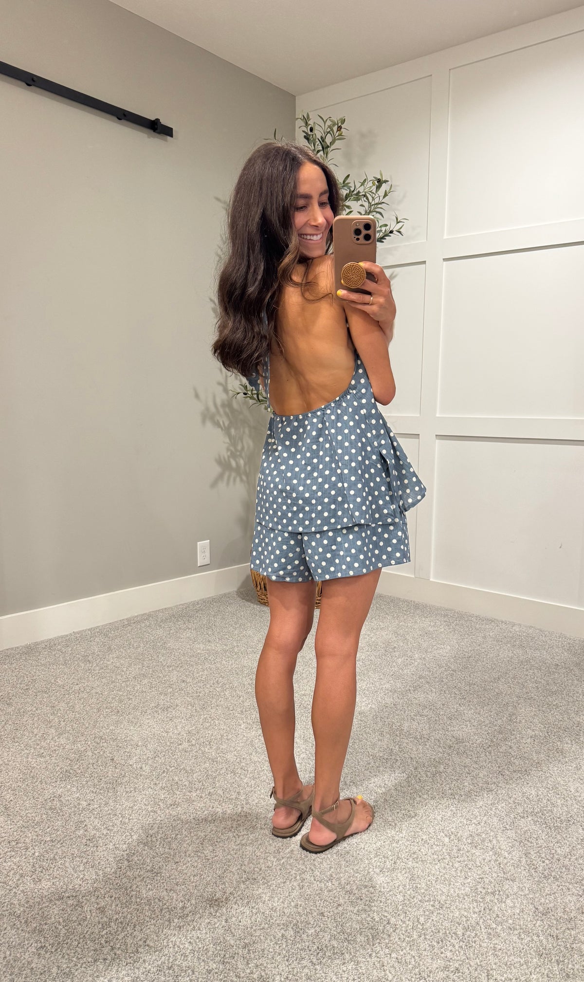 Denim Blue Polka Dot Halter Set