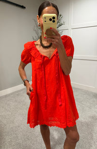 Broderie Babydoll Dress | Cherry Tomato