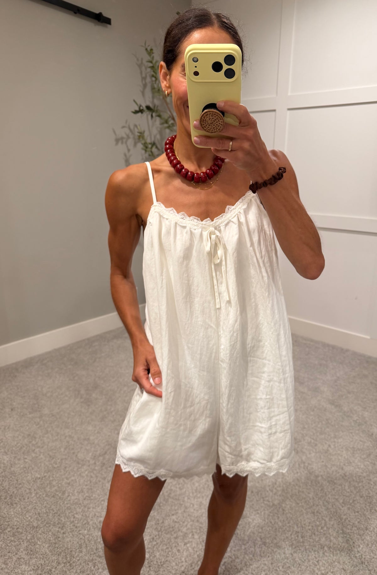 Summer Lace Trim Romper | White