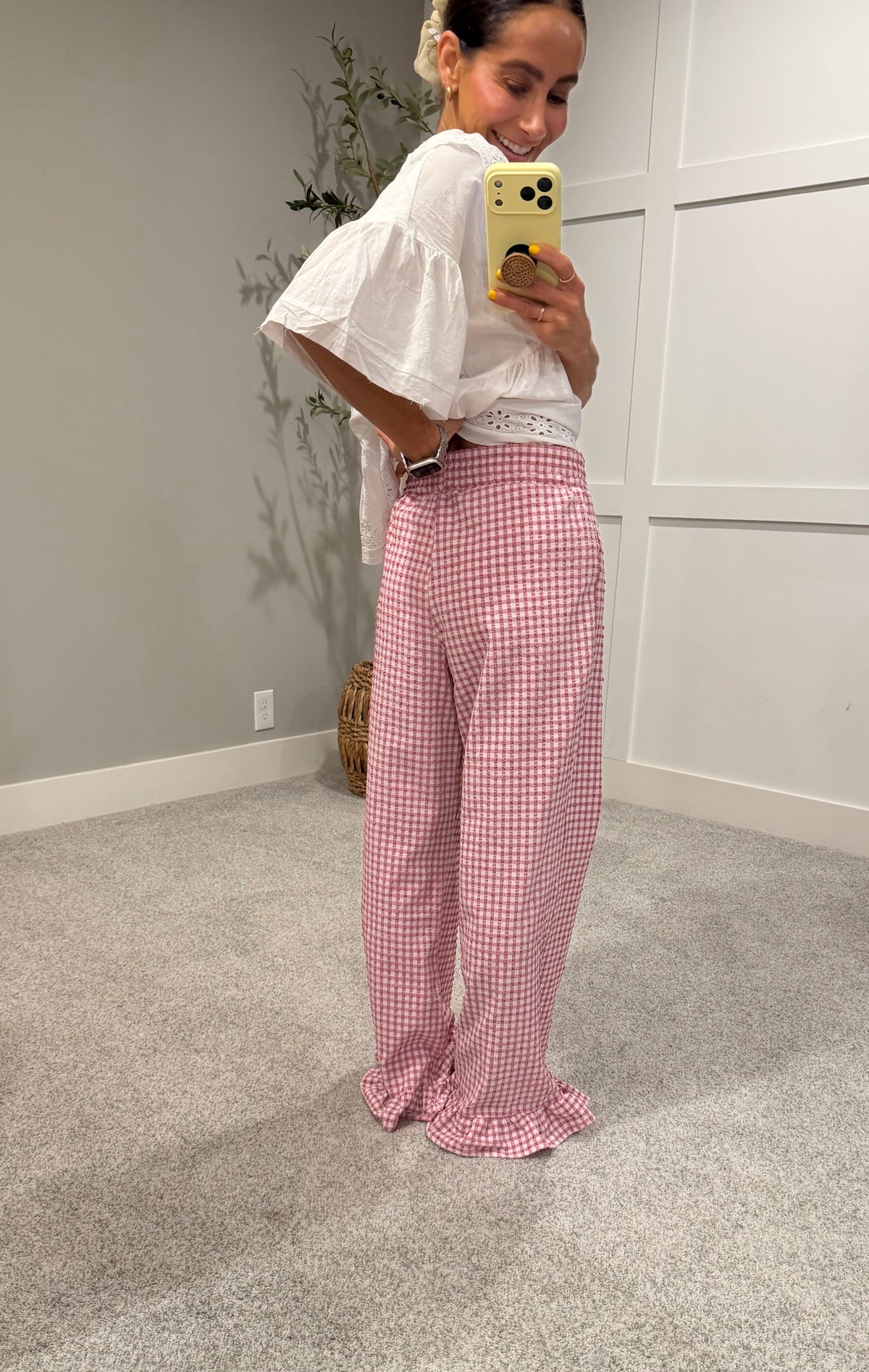 Remi Gingham Pants | Mauve