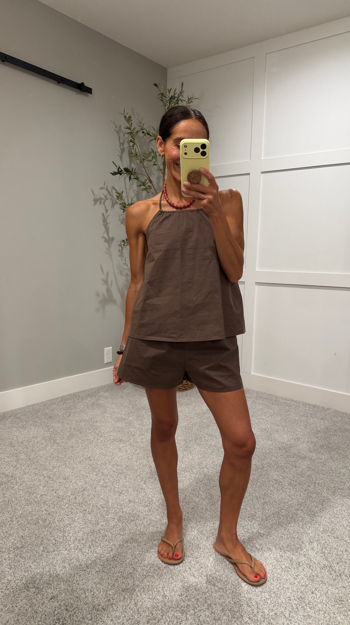Kathy Cotton Halter Set | Brown