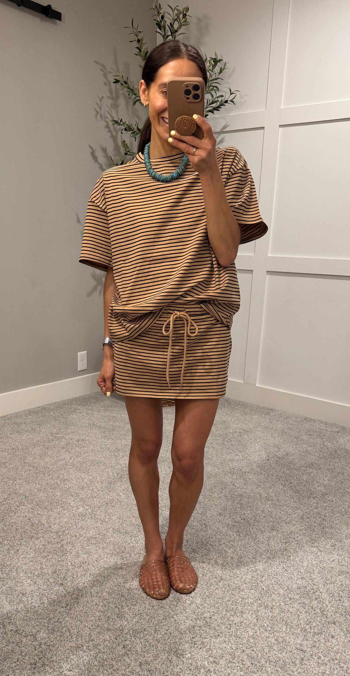 Ryder Striped Set | Tan/Navy