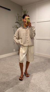 Carly Cardigan | Taupe Ivory