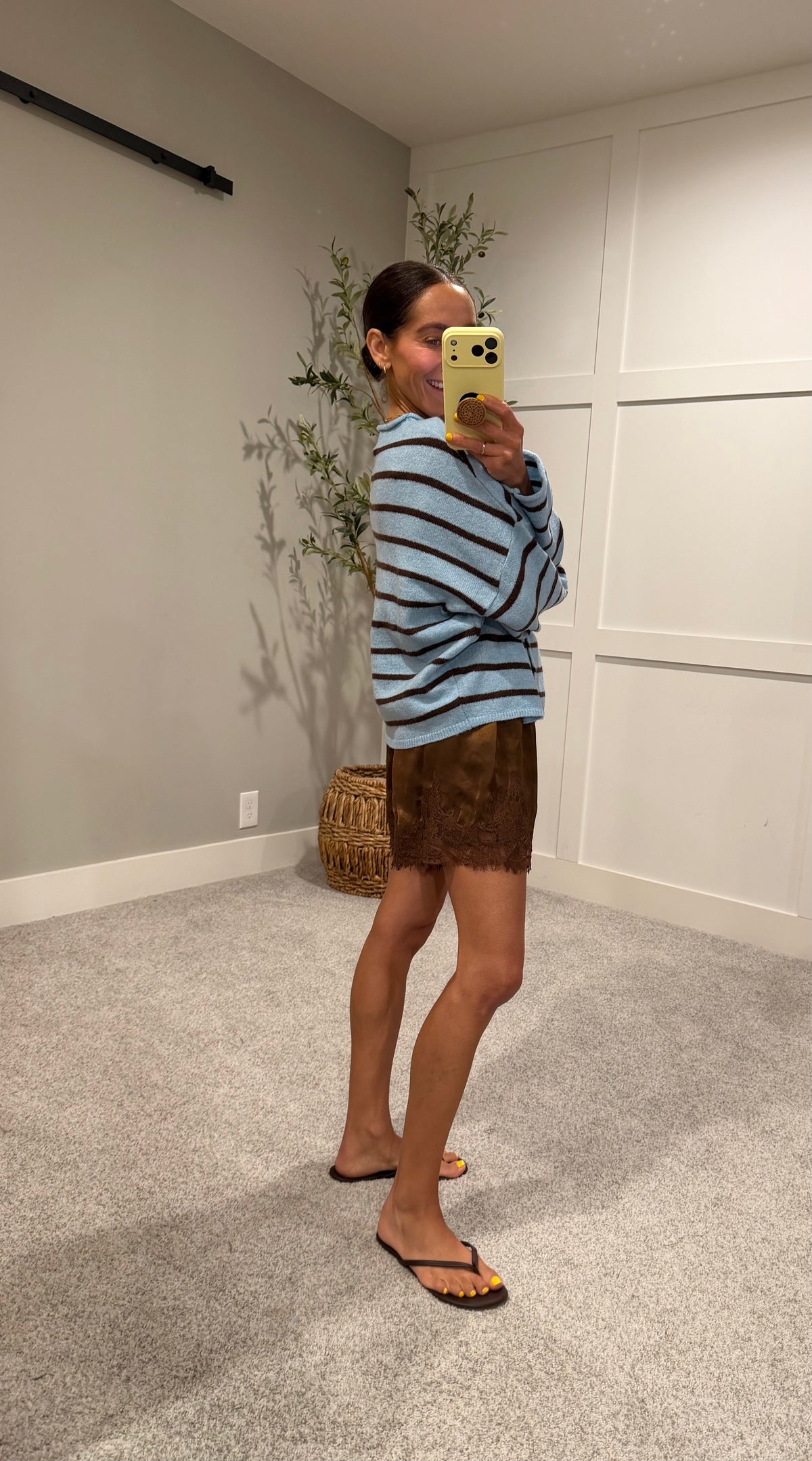 Cabana-Striped Piper Cardigan | Blue/Brown