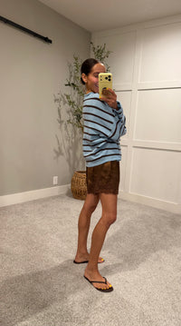 Cabana-Striped Piper Cardigan | Blue/Brown