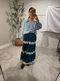 Denim Round Collar Button Down