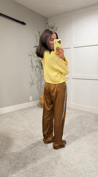 Adele Satin Track Pants | Brown/Light Blue