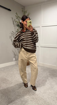 The Nora Sweater Polo | Brown Striped