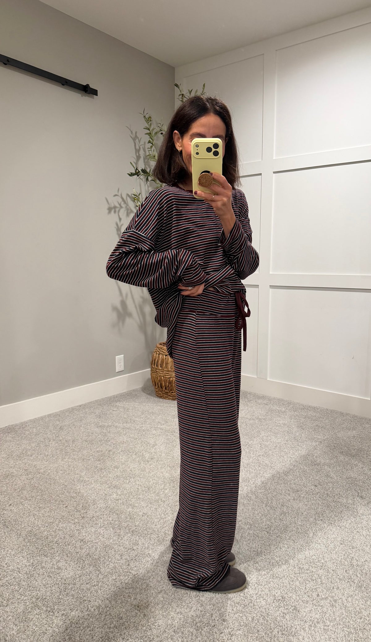 Langston Striped Set | Wine/Navy