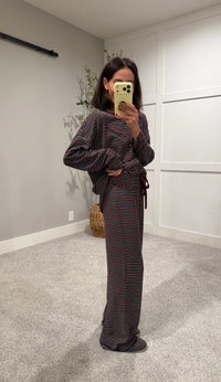 Langston Striped Set | Wine/Navy