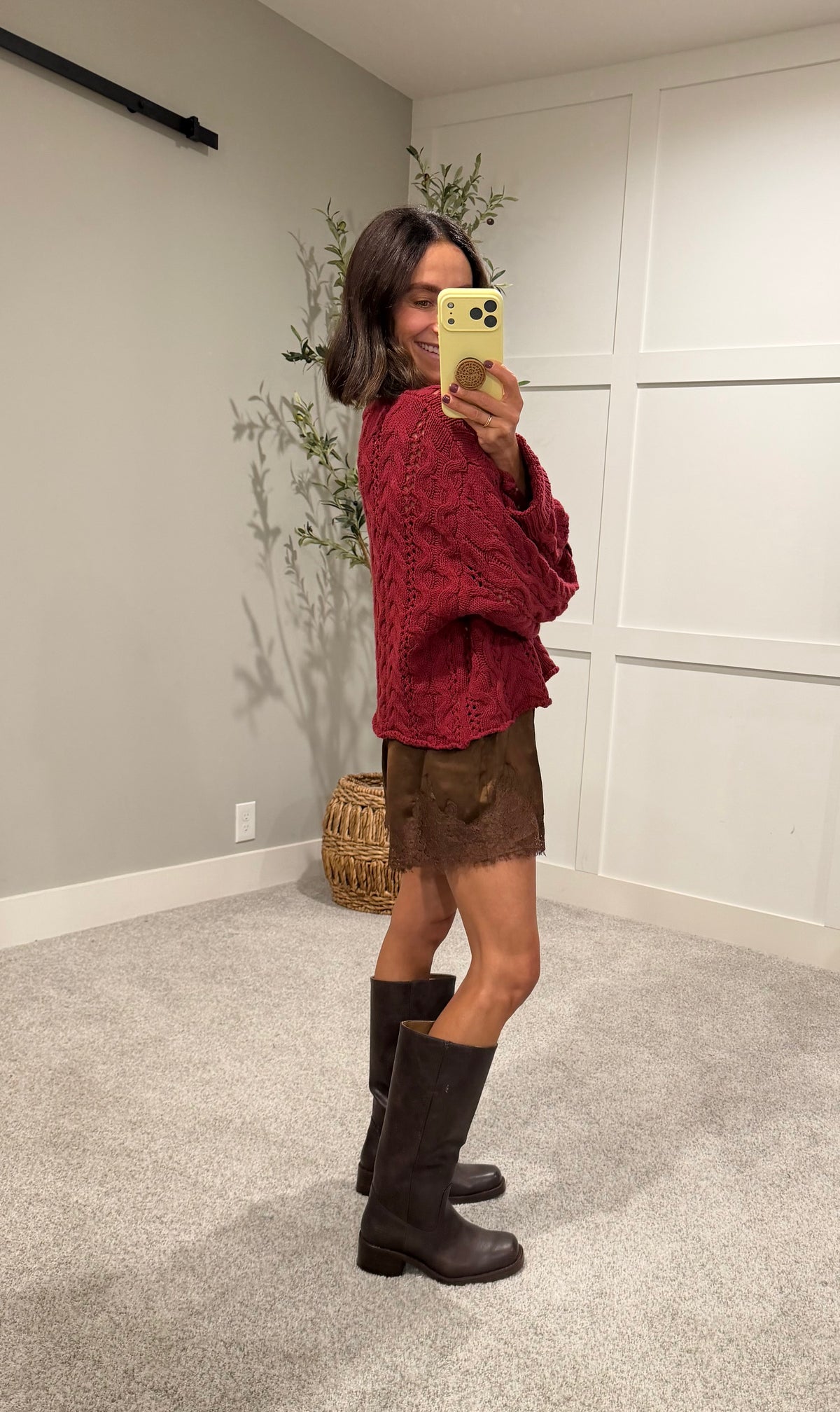 Carrie Cable Knit Sweater | Deep Red