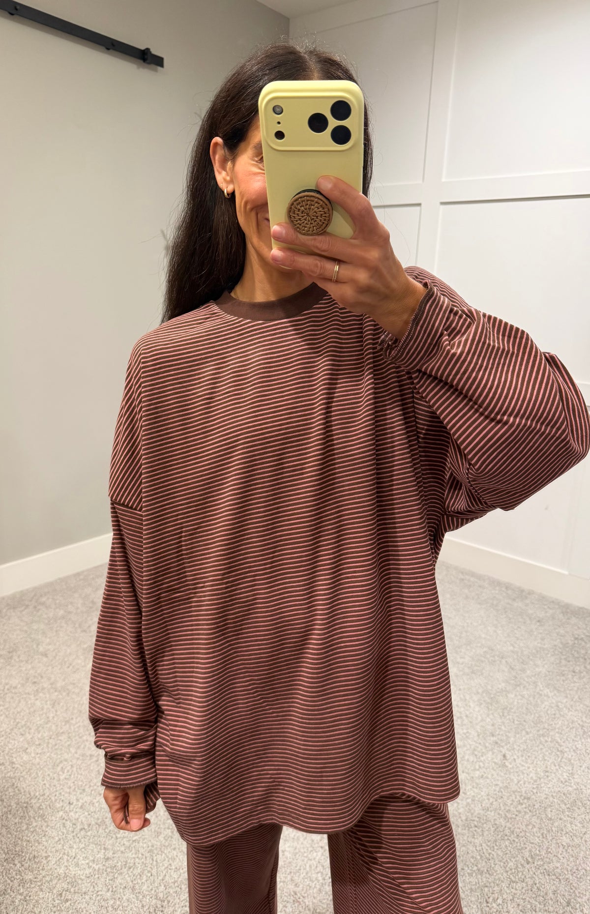 Levi Lounging Brushed Knit Pullover | Brown/Pink