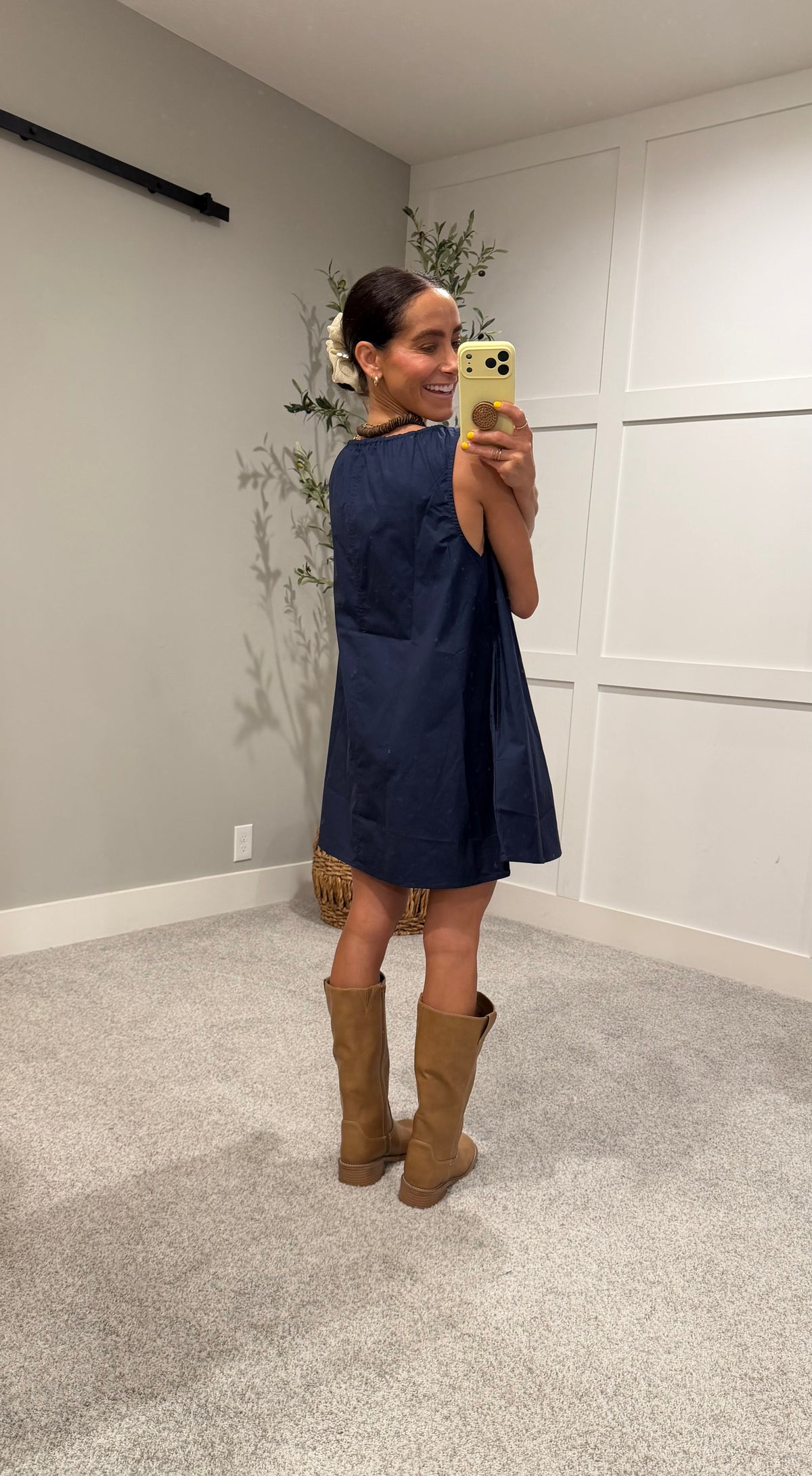 Elena Cotton Mini Dress | Navy