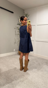 Elena Cotton Mini Dress | Navy