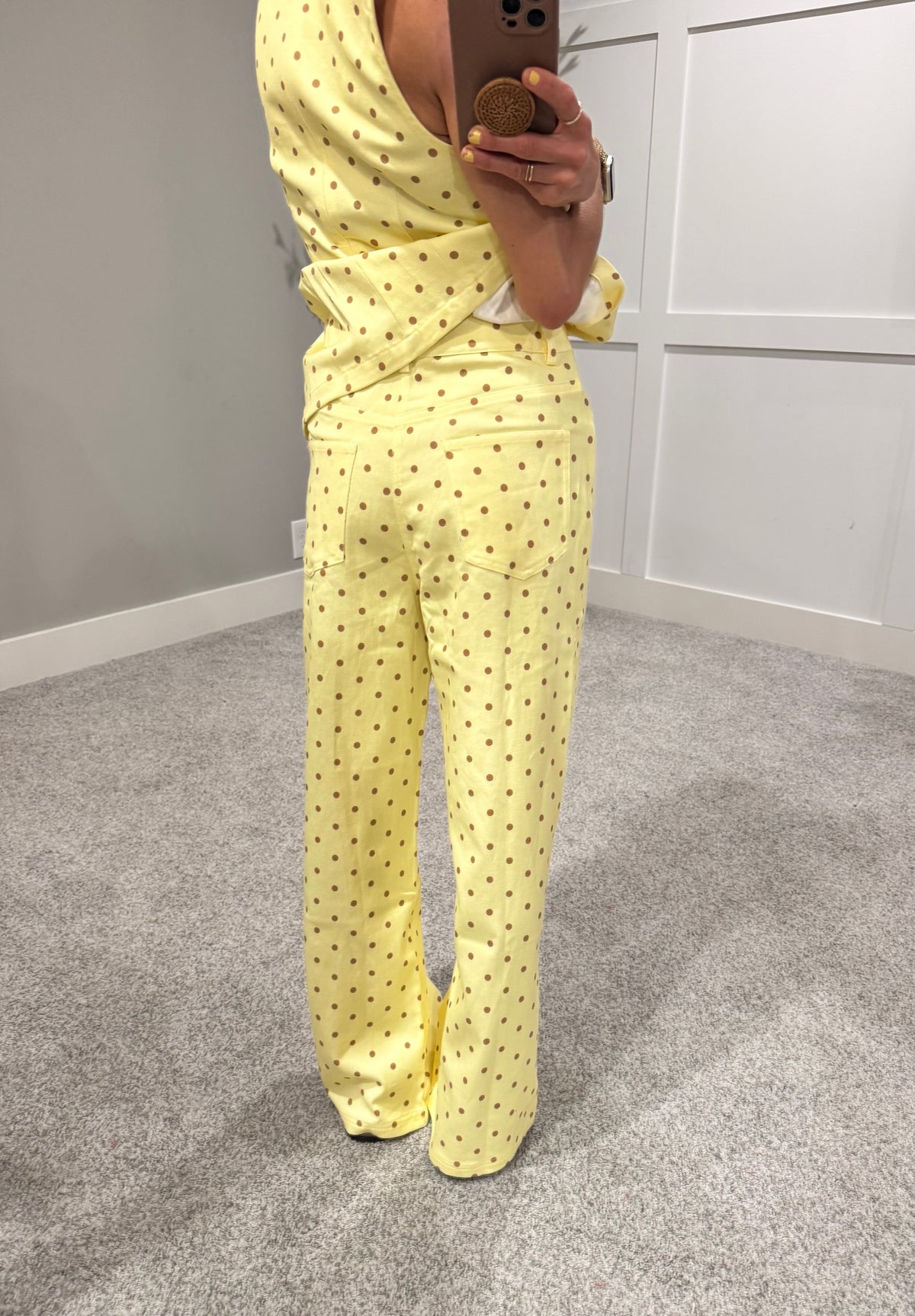 Amelia Denim Polka Dot Set | Yellow