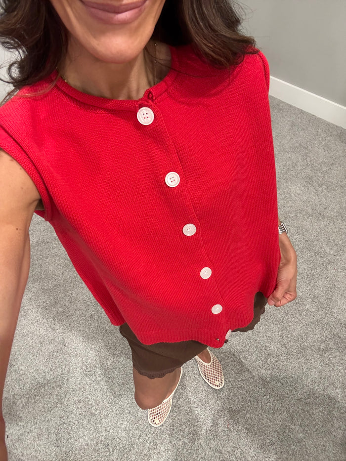 Knit Vest Top | Red