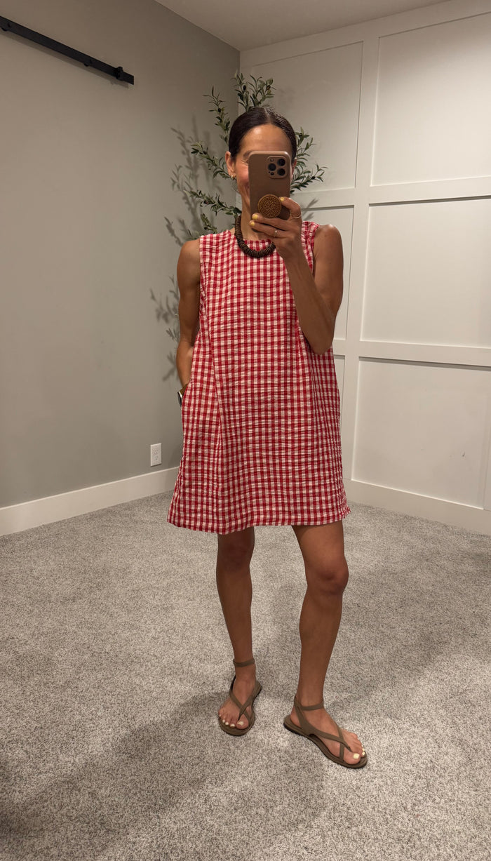 Sandy Gingham Dress | Red/Cream