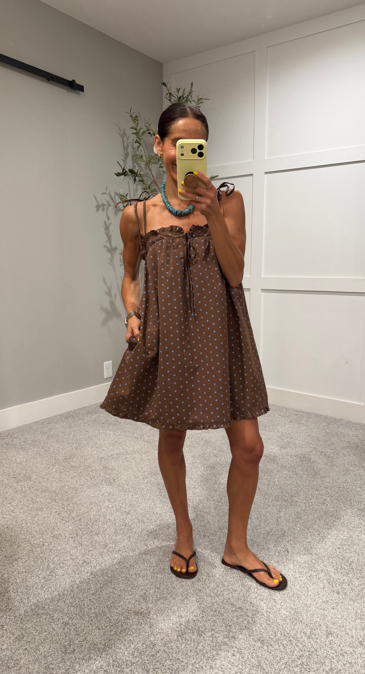 Polly Polka Dot Mini Dress | Chocolate