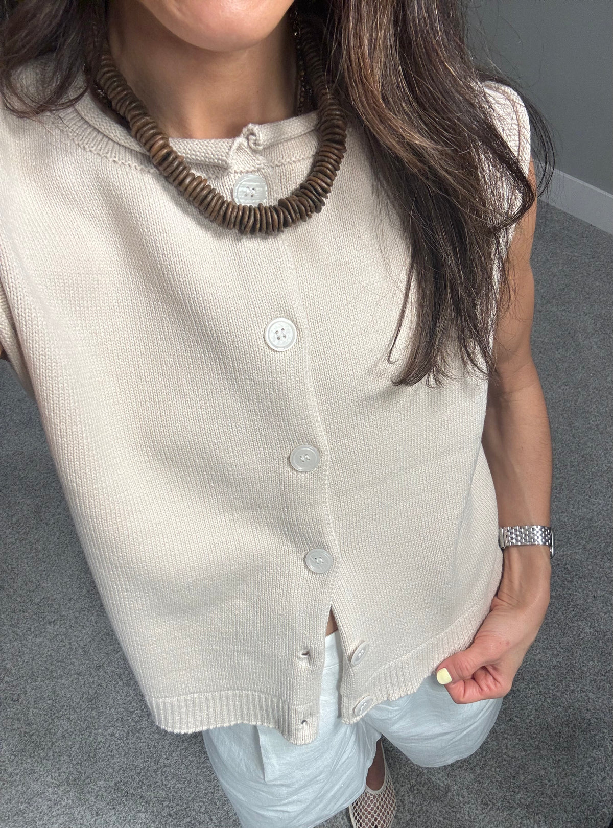 Knit Vest Top | Oatmeal